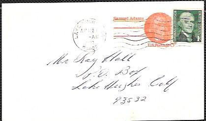 US Pre-stamped Postcard UX66 Samuel Adams. #1299 Coil - Jefferson