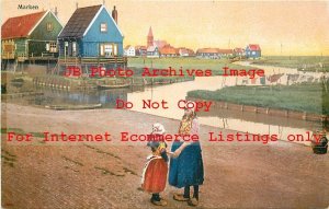 Netherlands, Marken, Dutch Children Walking on Dirt Road