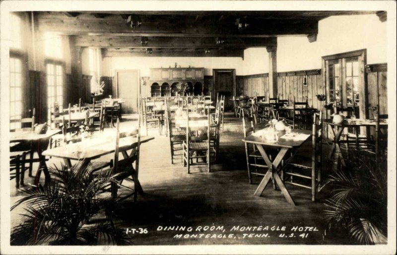 Monteagle Tennessee TN Hotel Dining Room Real Photo Postcard c1940