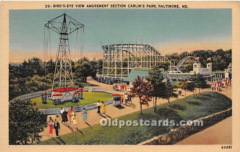 Bird's Eye View Amusement Section, Carlin's Par Baltimore, Maryland, MD, USA ...