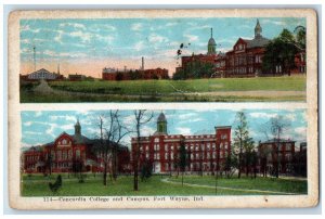 Fort Wayne Indiana IN Postcard Concordia College And Campus Dual View 1923