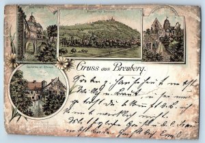 Hesse Germany Postcard Gruss Aus Breuberg Multiview 1895 Antique Posted