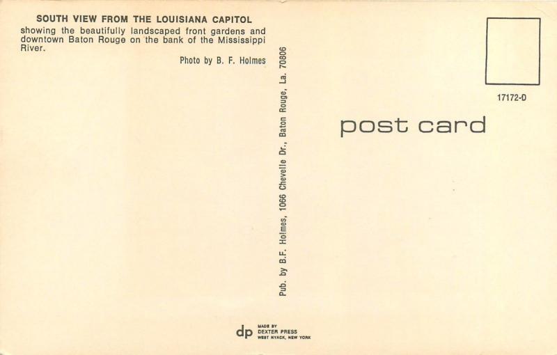 Louisiana Captiol Baton Rouge LA aerial view Postcard