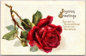 Rose Flower Birthday Large Print Joyous Greetings & Wishes Card Postcard