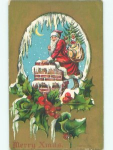 Divided-Back CHRISTMAS - SANTA LOOKS DOWN THE CHIMNEY o2928