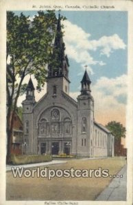 St Johns Eglise Catholique Quebec Canadian Post Card