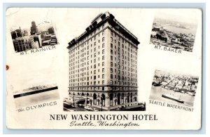 1956 New Washington Hotel Seattle WA, Multiview RPPC Photo Vintage Postcard 