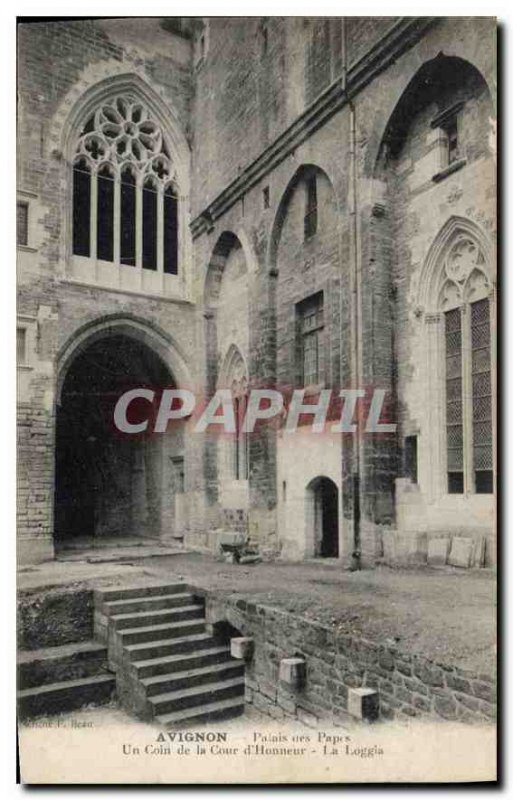 Old Postcard Avignon Popes' Palace A corner of the main courtyard La Loggia