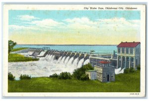 c1940 Aerial View City Water Dam Oklahoma City Oklahoma Antique Vintage Postcard