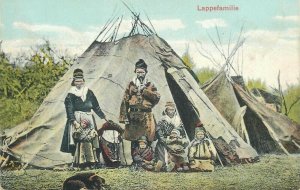 Cultures & ethnography Sweden Lappland family near tent community life postcard 