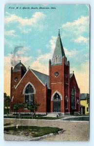 Postcard OK Shawnee First M.E. Church South 1913 View I13