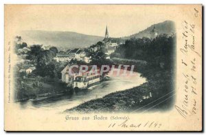 Old Postcard Baden Baden to Gruss Map 1899