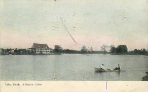 Alliance Ohio Lake Park Boat 1908 Postcard 5891