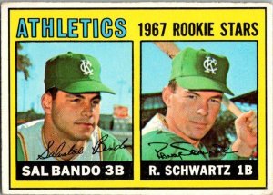 1967 Topps Baseball Card Sal Bando Randy Schwartz Kansas City Athletics sk1911