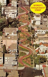 LOMBARD STREET World's Crookedest Street SAN FRANCISCO c1960s Vintage Postcard