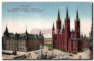 Old Postcard Wiesbaden Rathaus Marktplatz Xauplkiche