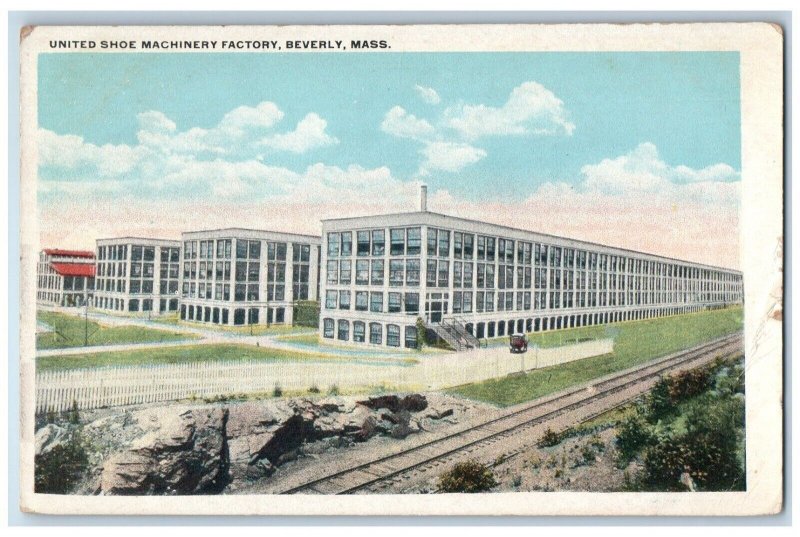 c1920 United Shoe Machinery Factory Exterior Beverly Massachusetts MA Postcard
