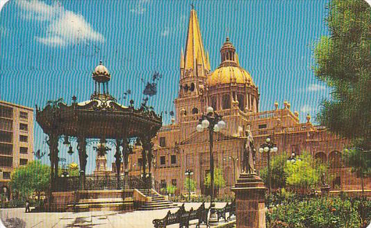 Mexico Kiosk and South Side Of Catedral Guadalajara 1961