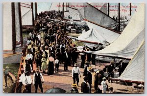 Everyday Summer Crowd On Boat Pier At Inlet Atlantic City New Jersey NJ Postcard