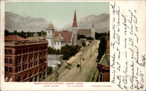 Ogden Utah Twenty Fourth Street Court House Churches c1900-20s Vintage Postcard