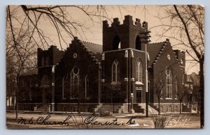 J90/ Chanute Kansas RPPC Postcard c1910 M.E. Church Building 666