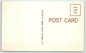 MATAWAN, New Jersey NJ ~ Advertising BUTTONWOOD MANOR Roadside Map Postcard