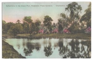 Great Pool, Middleton Place Gardens, Charleston, South Carolina. Hand Colored