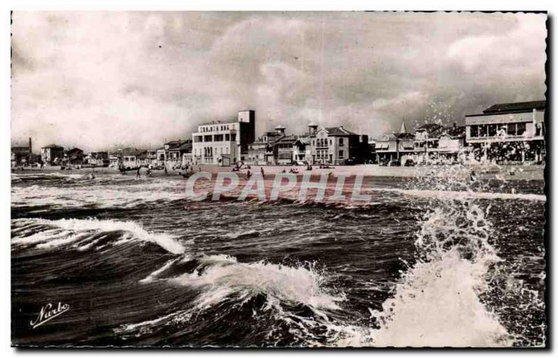 Modern Postcard Palavas waves effect on the right bank beach