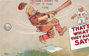 F93/ Sports Postcard Baseball Comic c1910 That's What They All Say Swing 2