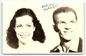 1930s SMILING COUPLE BEST WISHES CHAD & JOE KODAK RPPC POSTCARD P4253