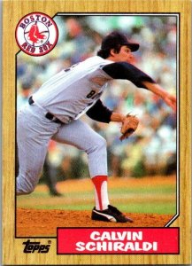 1987 Topps Baseball Card Calvin Schiraldi Boston Red Sox sk3218