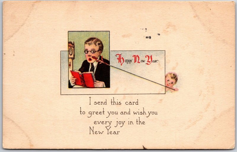 1917 Happy New Year Wish You Every Joy Greetings and Wishes Card Posted Postcard