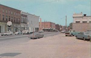 LP73  Akron, Ohio, OH, postcard, Main Street, Old Cars, Old 