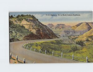 Postcard U. S. Highway 10 in North Dakota Badlands North Dakota USA