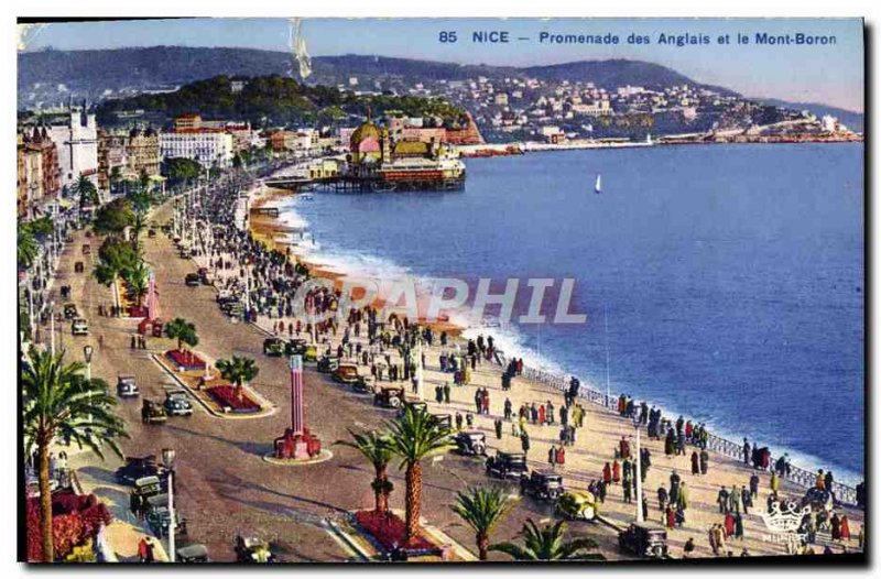 Old Postcard Nice Vieux Port and Mont Boron