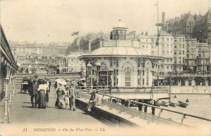 Postcard 1908 UK Brighton On West Pier people Louis Levy boats UK24-3337