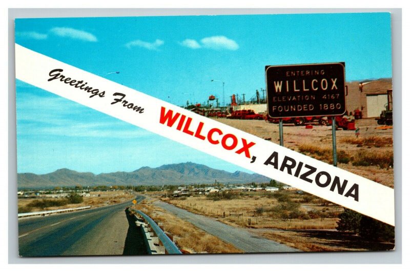 Vintage 1960's Postcard Greetings From Wilcox Arizona Highway Dos