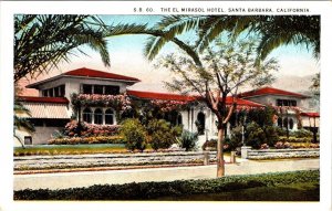 Santa Barbara, CA California  EL MIRASOL HOTEL  ca1920's Advertising Postcard