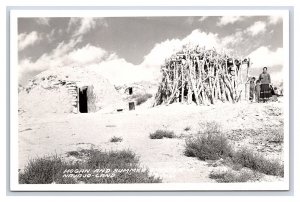 Postcard Hogan And Summer Shelter IN Navajo-Land Arizona? RPPC Real Photo Card