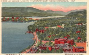 Vintage Postcard Mirror Lake Placid Club Buildings Adirondack Mountains New York