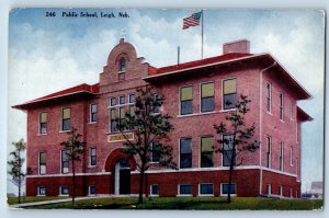 1909 Leigh Nebraska NE Vintage Postcard Public School View Front Building Posted