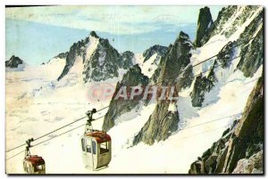 Modern Postcard Chamonix Aiguille Du Midi The telebennes on White Round Tower...