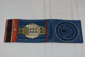 Welfare and Recreation Association Washington DC Blue 20 Strike Matchbook Cover