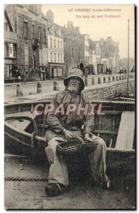 Old Postcard Fishing Croisic A sea bass Crosicais