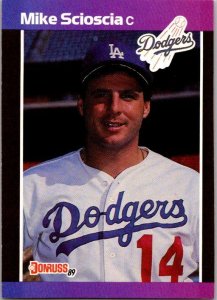 1989 Donruss Baseball Card Mike Scoscia Los Angeles Dodgers sk9172