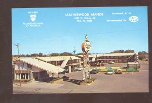 TUCUMCARI NEW MEXICO ROUTE 66 LEATHER WOOD MANOR ADVERTISING POSTCARD
