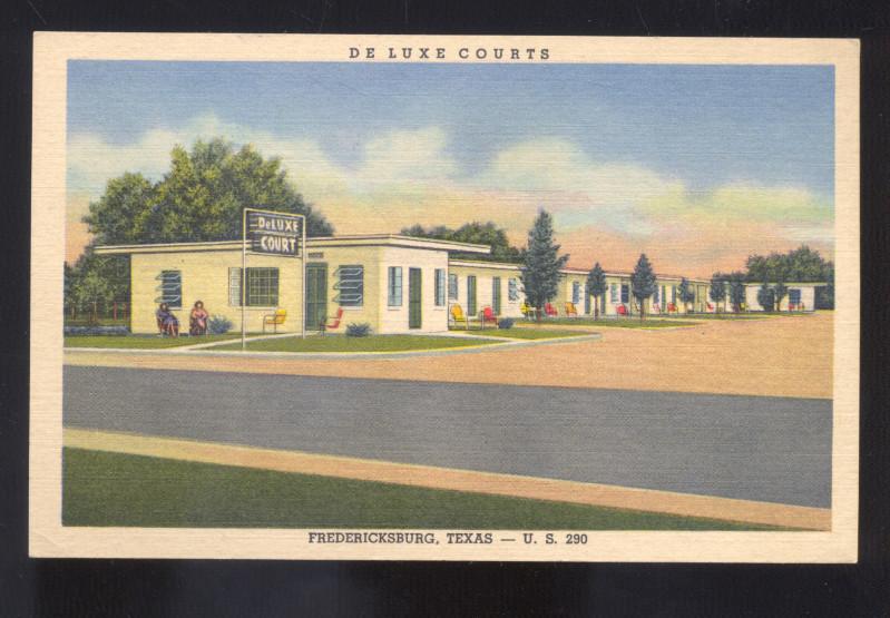 FREDERICKSBURG TEXAS DE LUXE COURTS MOTEL LINEN ADVERTISING VINTAGE POSTCARD