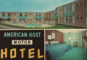 CONTINENTAL SIZE POSTCARD AMERICAN HOST MOTOR HOTEL SPRINGFIELD N.J. 1965