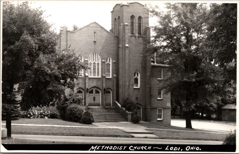 Real Photo Postcard Methodist Church in Lodi, Ohio