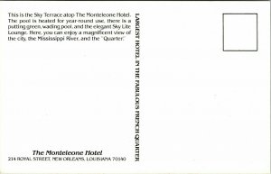 Sky Terrace Monteleone Hotel Swimming Pool New Orleans Louisiana LA VTG Postcard 